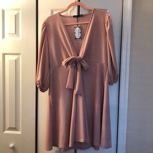 Plus size BOOHOO blush knot front skater dress